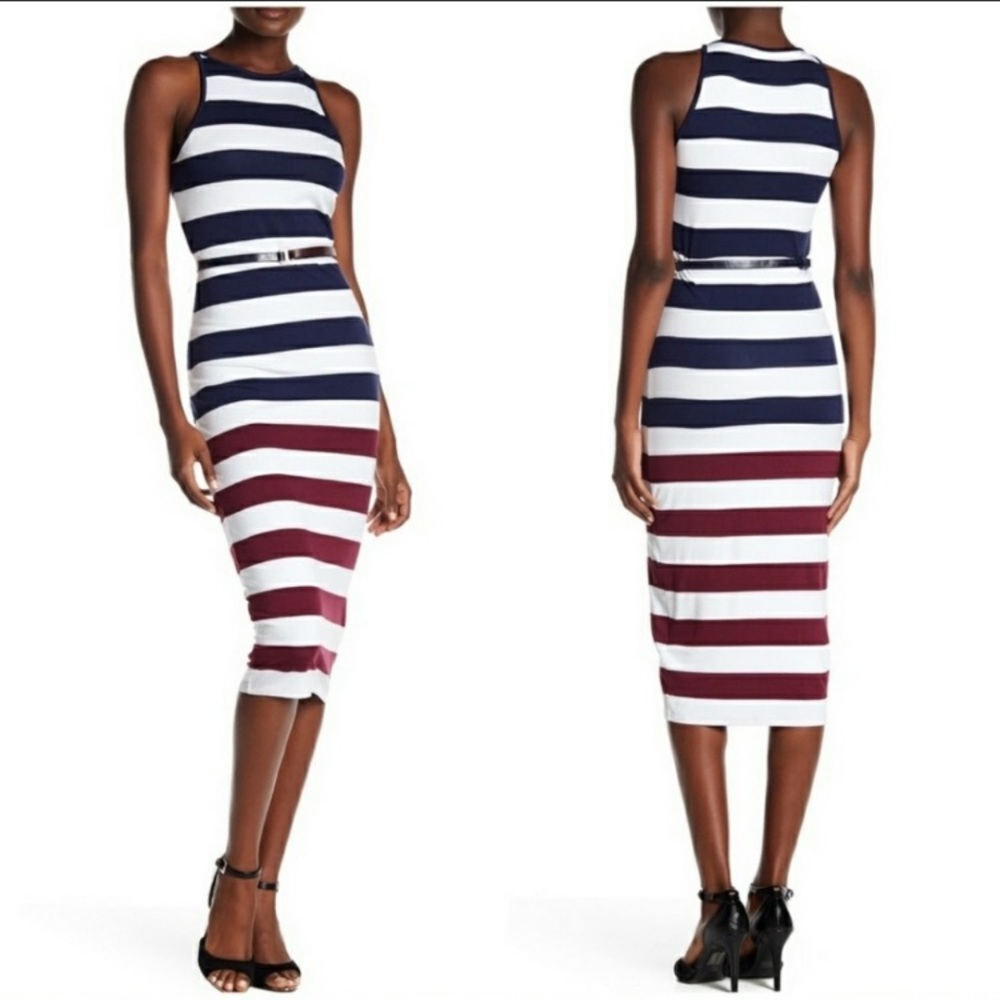 Ted Baker Size 2 Wing Stripe Bodycon Dress Sleeveless NWT New